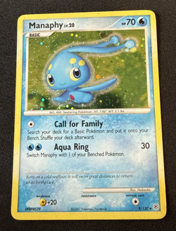 Manaphy 9/130 HOLO BLEED Diamond and Pearl DOUBLE SWIRL! Pokemon Card PSA NM LP - Image 1