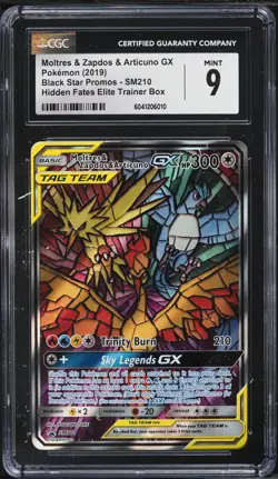 2019 Pokemon SM Promo Hidden Fates Moltres & Zapdos & Articuno GX #SM210 CGC 9 - Image 1