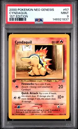 2000 POKEMON NEO GENESIS 1ST ED #57 CYNDAQUIL PSA 9 - Image 1