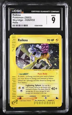 Raikou 2003 Pokemon Skyridge CGC 9 #H26 - Image 1