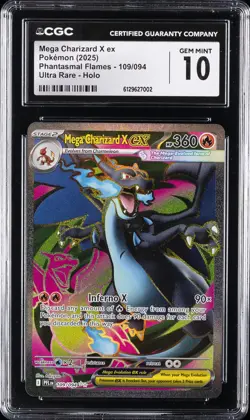2025 POKEMON #109/094 MEGA CHARIZARD X EX CGC 10 GEM MINT - Image 1