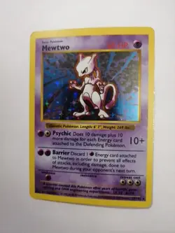 Pokemon Mewtwo TCG Base Set Shadowless Holo Card 10/102 - Image 1