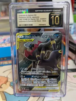 CGC Prestine 10 JAPANESE POKEMON 2019 UMBREON & DARKRAI GX 010/031 STARTER - Image 1