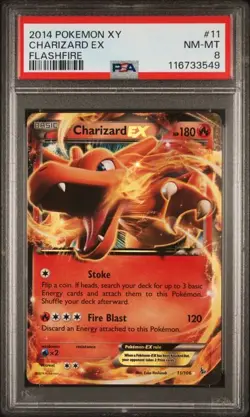 2014 Pokemon XY Flashfire Holo Charizard Ex #11 PSA 8 - Image 1