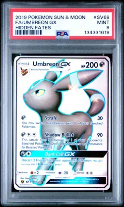2019 POKEMON SUN & MOON HIDDEN FATES #SV69 FULL ART/UMBREON GX PSA 9 - Image 1