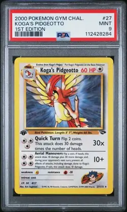 2000 Pokemon Gym Challenge 1st Edition Koga's Pidgeotto #27 PSA 9 - Image 1