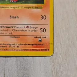 Pokemon TCG Charmeleon 24/102 Base Set Shadowless Uncommon Regular 1999 - Image 2