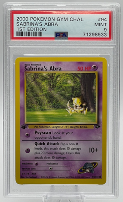 2000 POKEMON GYM CHALLENGE #94 SABRINA'S ABRA 1ST EDITION PSA 9 MINT - Image 1