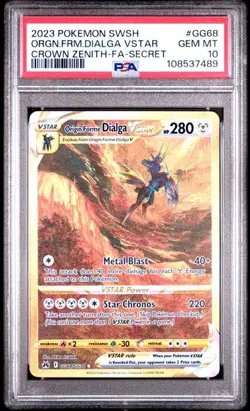2023 Pokemon Crown Zenith Origin Forme Palkia Vstar #GG67 PSA 10 - Image 1