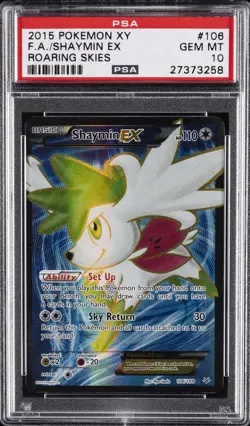 2015 POKEMON XY ROARING SKIES #106 FULL ART/SHAYMIN EX PSA 10 - Image 1