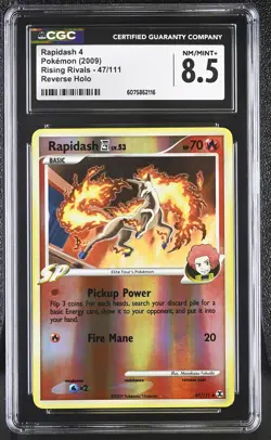 CGC 8.5 Rapidash 4 2009 Rising Rivals 47/111 Reverse Holo Pokemon Card - Image 1
