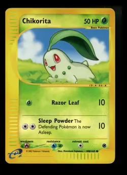 Chikorita 100/165 Expedition 2002 Reverse Holo e-Series Pokemon Card TCG - Image 1