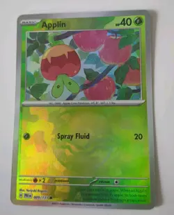 Pokemon Prismatic Evolution - APPLIN Masterball Holo Rare Card #9 NM+ - Image 1