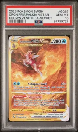 2023 Pokemon Crown Zenith Origin Forme Palkia Vstar #GG67 PSA 10 - Image 1