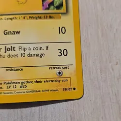 1999 Pokemon Base Set Pikachu 58/102 Yellow Cheeks Near Mint - Image 3