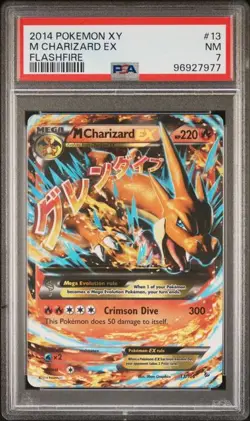 2014 Pokemon XY Flashfire Holo M Charizard Ex #13 PSA 7 - Image 1