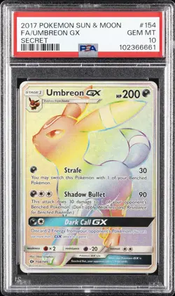 2017 POKEMON SUN & MOON SECRET #154 FULL ART/UMBREON GX PSA 10 - Image 1