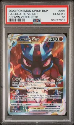 2023 Pokemon Crown Zenith ETB Lucario Vstar #SWSH291 PSA 10 - Image 1