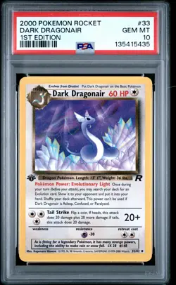 2000 POKEMON ROCKET 1ST ED #33 DARK DRAGONAIR PSA 10 - Image 1