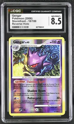 CGC 8.5 Gengar 2008 Stormfront 18/100 Reverse Holo Pokemon Card - Image 1