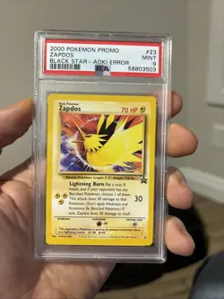 2000 Pokemon Black Star Promo Zapdos #23 Aoki Error PSA 9 - Image 1