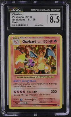 Pokemon Charizard Evolutions XY #11, holo Rare, CGC 8.5!!! - Image 1