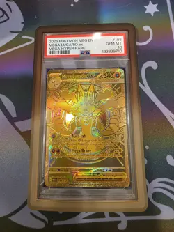 Pokemon TCG - PSA 10 Mega Lucario EX (Gold) Mega Hyper Rare 188 Mega Evolution - Image 1