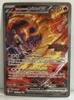 Pokemon Team Rocket's Moltres EX SIR Stamped 229/182 Destined Rivals - Image 1