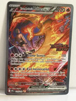 Pokemon Team Rocket's Moltres EX SIR Stamped 229/182 Destined Rivals - Image 2