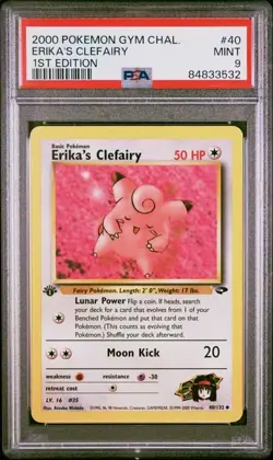 2000 Pokemon Gym Challenge 1st Edition Erika's Clefairy #40 PSA 9 - Image 1