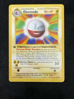 Pokemon Electrode 21/102 Base Set 1st Edition Shadowless - Image 1