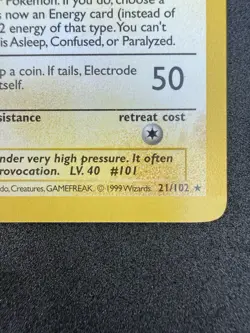 Pokemon Electrode 21/102 Base Set 1st Edition Shadowless - Image 3