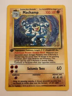 1999 Pokemon Base Set Machamp 8/102 1st Edition Holo Rare Wizards English - Image 1