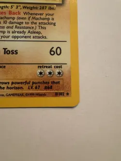 1999 Pokemon Base Set Machamp 8/102 1st Edition Holo Rare Wizards English - Image 3