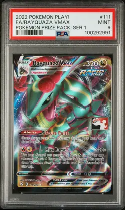 2022 POKEMON PLAY! POKEMON PRIZE PACK: SER 1 #111 FULL ART/RAYQUAZA VMAX PSA 9 - Image 1