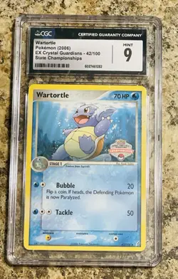 Wartortle 42/100 Pokemon EX Crystal Guardians Old Blue Label CGC Mint 9 (2006) - Image 1