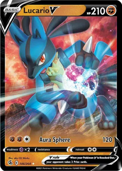 Pokemon Card Lucario V 146/264 Fusion Strike Holo Ultra Rare L/P - Image 1