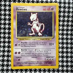 Pokemon TCG Mewtwo Card 10/102 Base Set Unlimited Holo Rare LP Vintage 1999 - Image 1