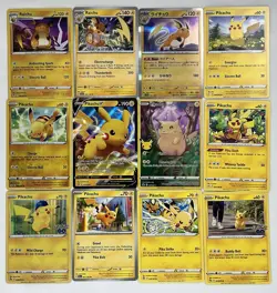 Pokemon Pikachu Card Lot x12 ⚡ Pikachu V Promo + Holo/Reverse + Raichu NM 🔥 - Image 1