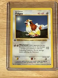 Pokemon Card - Pidgey 1st Edition Base Set (Shadowless) 57/102 Common - Image 3