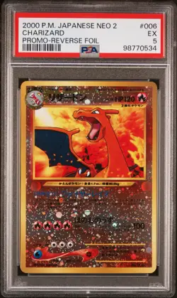 PSA 5 Charizard - No.006 Japanese Premium File 2 Neo NO.006 Pokemon Slab Graded - Image 1