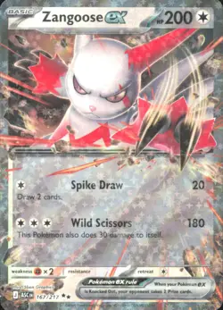 Pokemon TCG - Zangoose ex ME: Ascended Heroes 167/217 NM - Image 1
