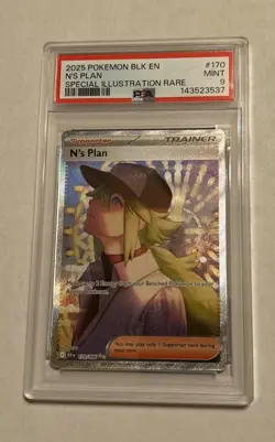 2025 POKEMON BLK EN-BLACK BOLT SPECIAL ILLUSTRATION RARE #170 N'S PLAN PSA 9 - Image 3