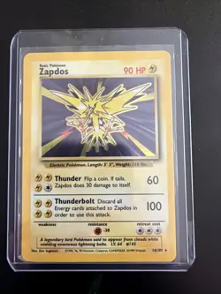 Pokemon TCG Zapdos Holo Rare Base Set 16/102 WOTC Vintage 1999 - Image 1
