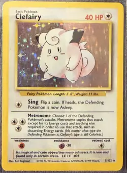 Pokemon TCG Clefairy Base Set Holo Unlimited Rare - Image 1