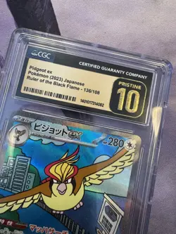 CGC PRISTINE 10 Pidgeot EX 136/108 2023 Japanese Pokemon Ruler Black Flame 8002 - Image 3