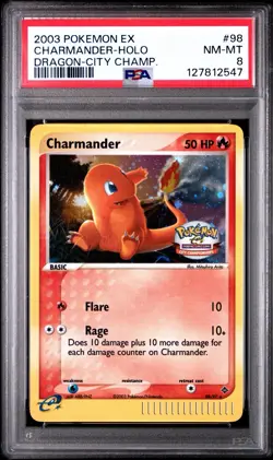2003 POKEMON EX DRAGON #98 CHARMANDER-HOLO DRAGON-CITY CHAMP. PSA 8 - Image 1