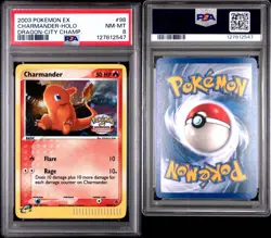 2003 POKEMON EX DRAGON #98 CHARMANDER-HOLO DRAGON-CITY CHAMP. PSA 8 - Image 3