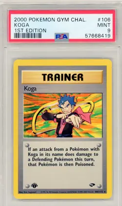 2000 Pokemon Gym Challenge Koga Non-Holo #106 Psa 9 Mint - Image 1