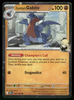 Cynthia's Gabite (Cosmos Holo) Misc Cards & Products 103/182 Pokemon Card - Image 1